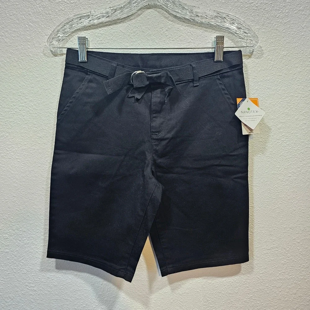 Gymboree Girls Black Chino Shorts Nanotex Wrinkle Defense Size 12 NWT 3030598